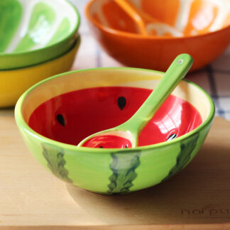 Hand-painted Watermelon Shape Plate Bowl Ceramic
