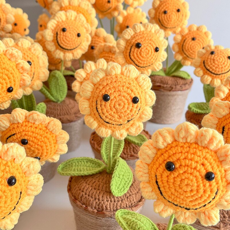 Flowers Sunflower Potted Knitted Decorative - Image 3