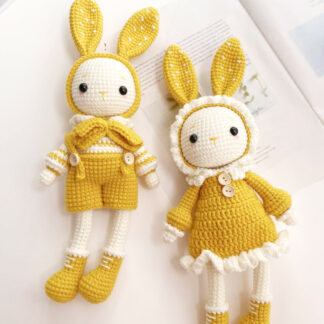 Handmade Long Ears Rabbits Crocheted Wool, 2 PCS
