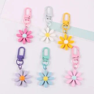 Set 6 Handmade Cute Colorful Resin Flower Keychains