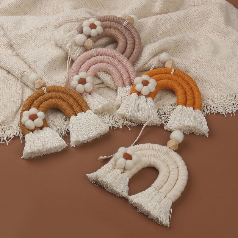 Handmade Macrame Rainbow Wall Hanging Baby Room Decor - Image 5