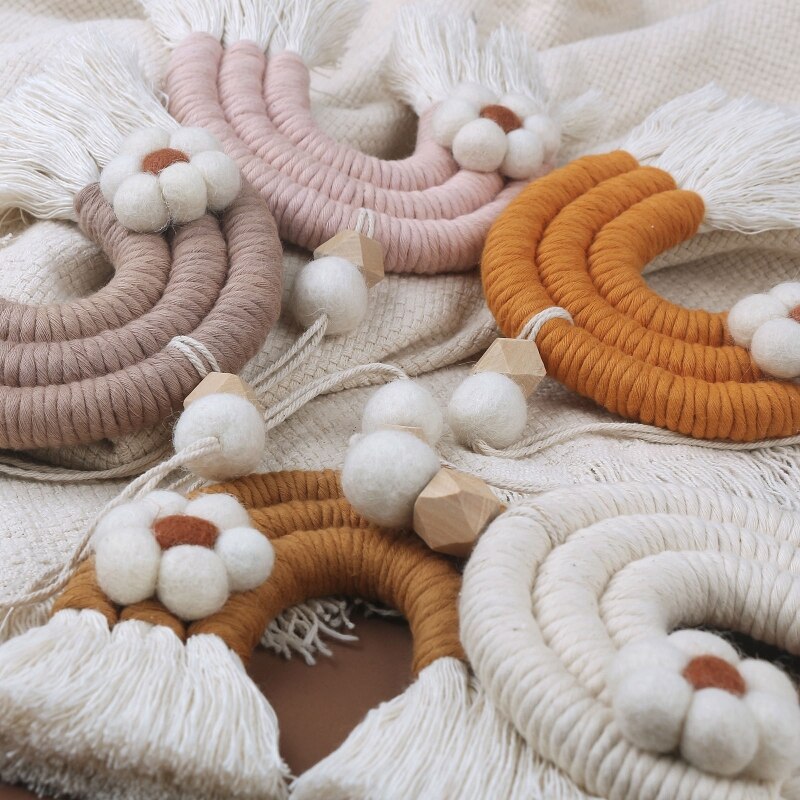 Handmade Macrame Rainbow Wall Hanging Baby Room Decor - Image 6