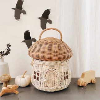Handmade Mushroom Basket Hand Woven Rattan Basket