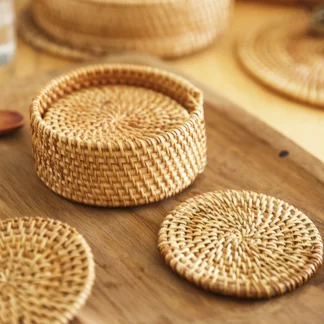 Handwoven Rattan Cup Coaster Drink Mug Pot Pad