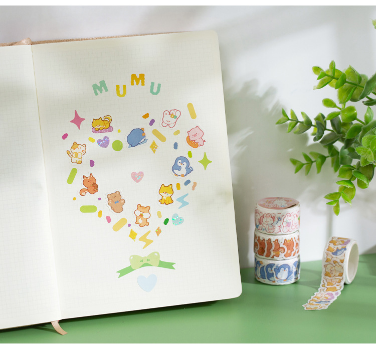 100 PCS/Roll Cartoon Dot Tape Cute For Scrapbooking