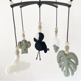 Baby Mobile Crib Holder Rotate Bracket DIY Baby Bed Bell, Black Flamingo