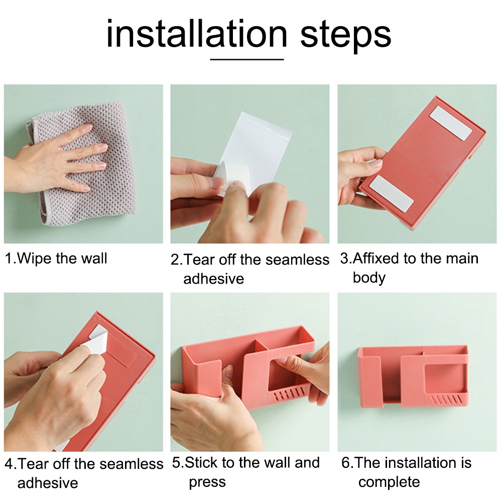 Wall-mounted Storage Box Punch-free Mobile Phone Remote Control Storage Rack - Image 5