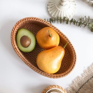 Rattan Handmade Real Rattan Fruit Basket Tray