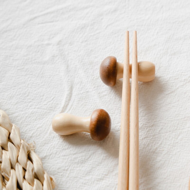 Mini Wood Mushroom Chopstick Holder - Image 3