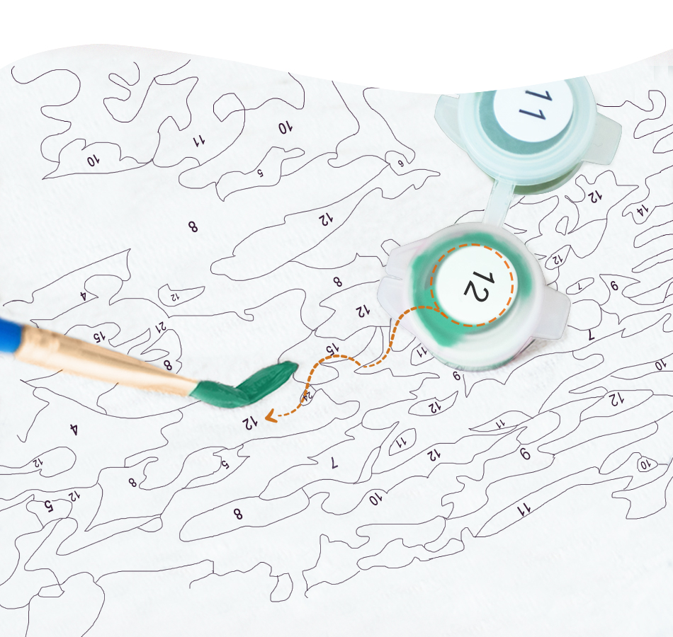 Blue Flowers Acrylic Paint Drawing By Numbers On Canvas - Image 4