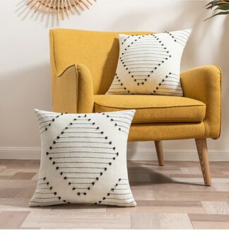 Nordic Style Cotton Tassel Cushion Cover Black & White