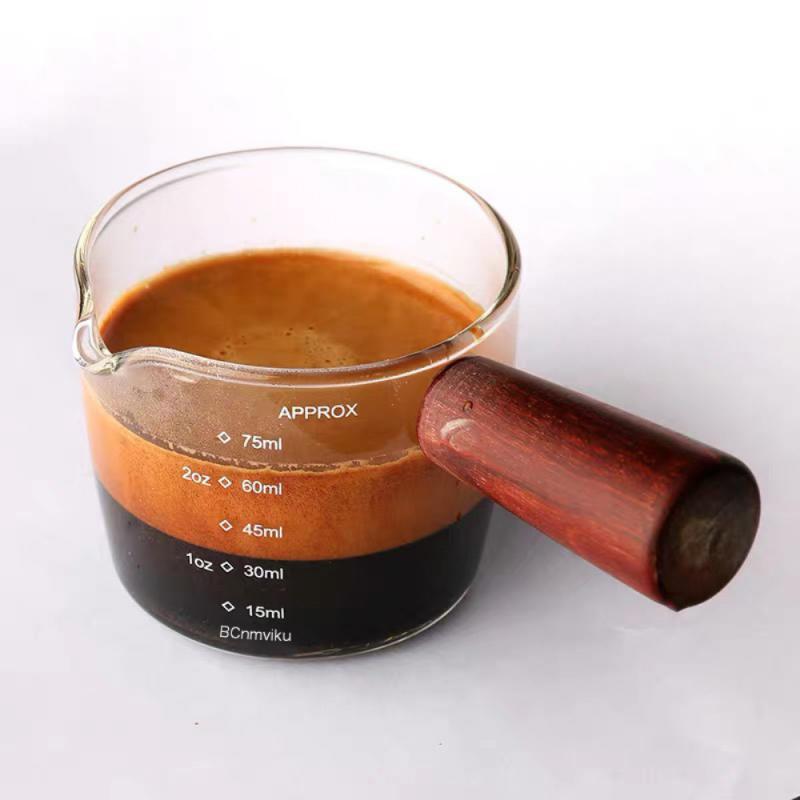 Heat-resistant Glass Coffee Measuring Cup Wooden Handle - Image 2