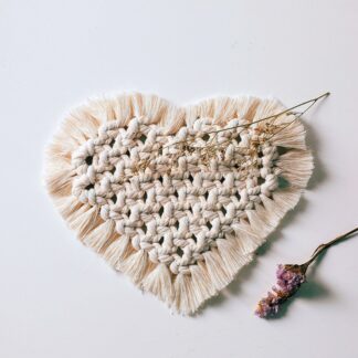 Cotton Braid Coaster Handmade Macrame Cup Cushion, Heart