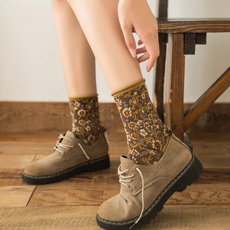 Colorful Flower Women Cotton Socks - Image 5