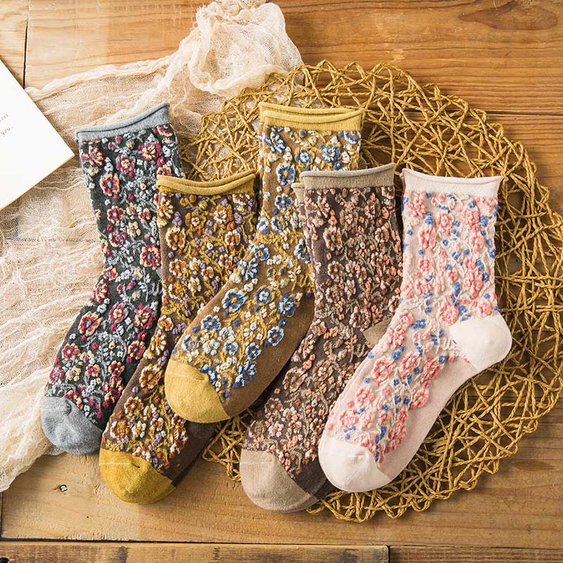 Colorful Flower Women Cotton Socks