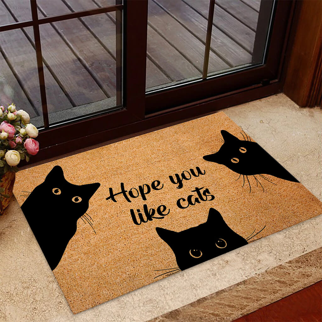 3D Printed Cat Black Cat Coir Pattern Print Doormat - Image 3