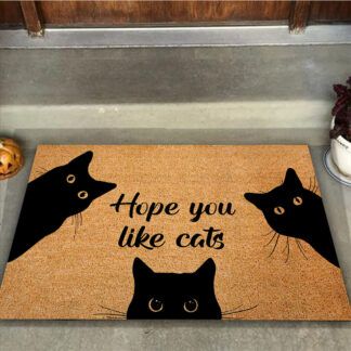 3D Printed Cat Black Cat Coir Pattern Print Doormat