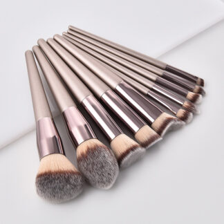10PCS Hot Champagne Makeup Brushes Set