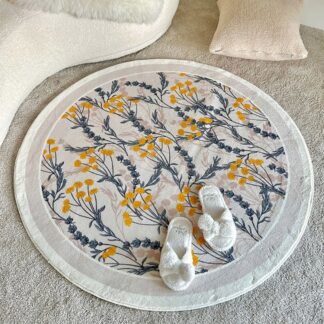 Floral Round Fluffy Rugs For Aesthetic Home Decor
