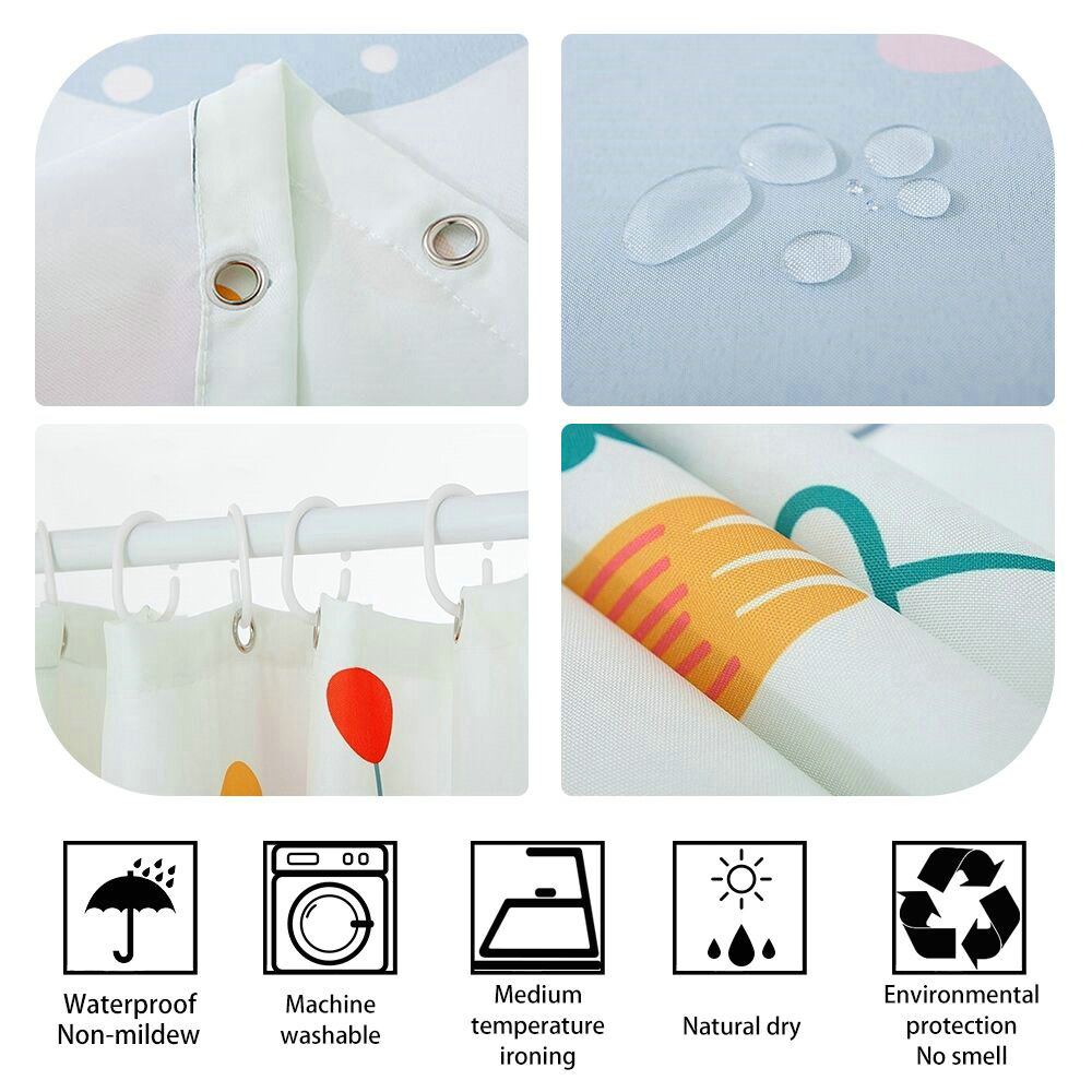 INS Style Abstract Tropical Palm Leaves Shower Curtain - Image 2