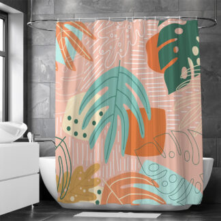 INS Style Abstract Tropical Palm Leaves Shower Curtain