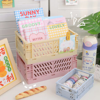 4PCS Cute Foldable Mini Plastic Desktop Storage Organizer Rack