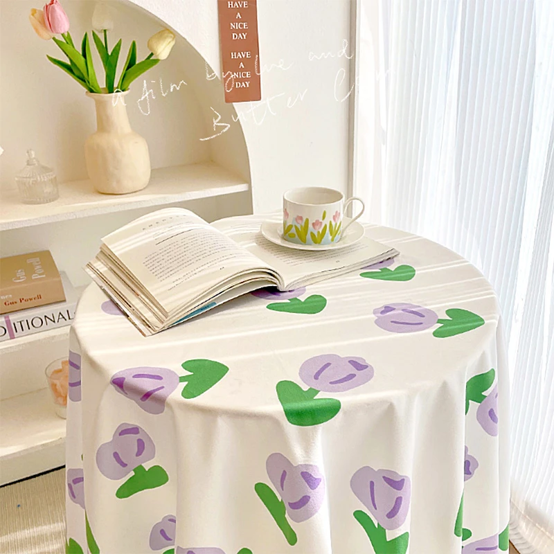 Fresh Tablecloth Cute Tulip Bedroom Desk Cloth - Image 2