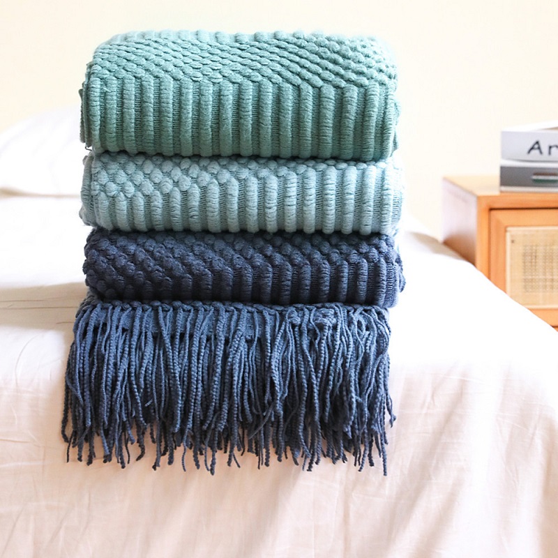 Inya Navy All Throw Blanket for Couch Sofa Knitted Blanket - Image 2