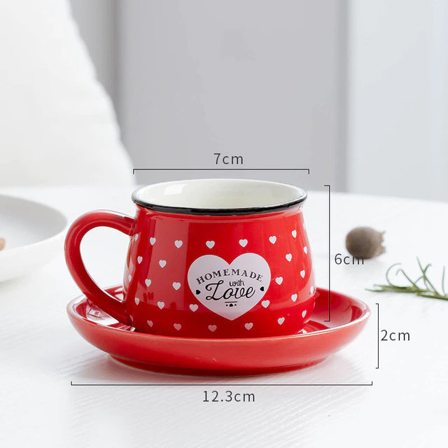 Japanese Creative Heart Coffee Cup With Saucer 170ml - Image 2