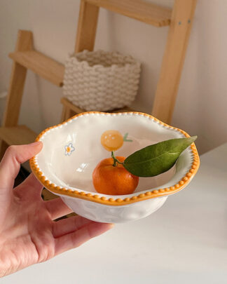 Japanese Cute Orange Retro Lace Small Bowl
