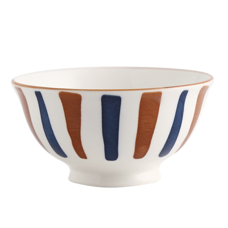 Traditional Japanese Blue and Red Pattern Ceramic Bowls, Set Of 4 - Image 5