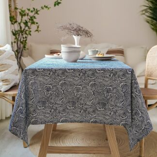 Blue Sea Cotton Linen Tablecloth Rectangular