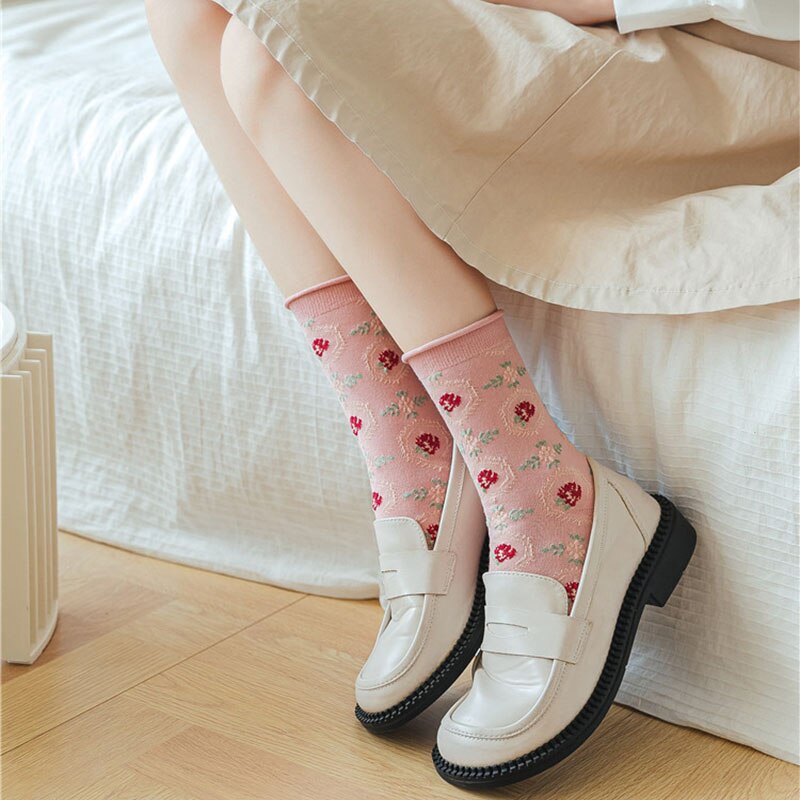 Japanese Mid-Tube Floral Socks - Image 5