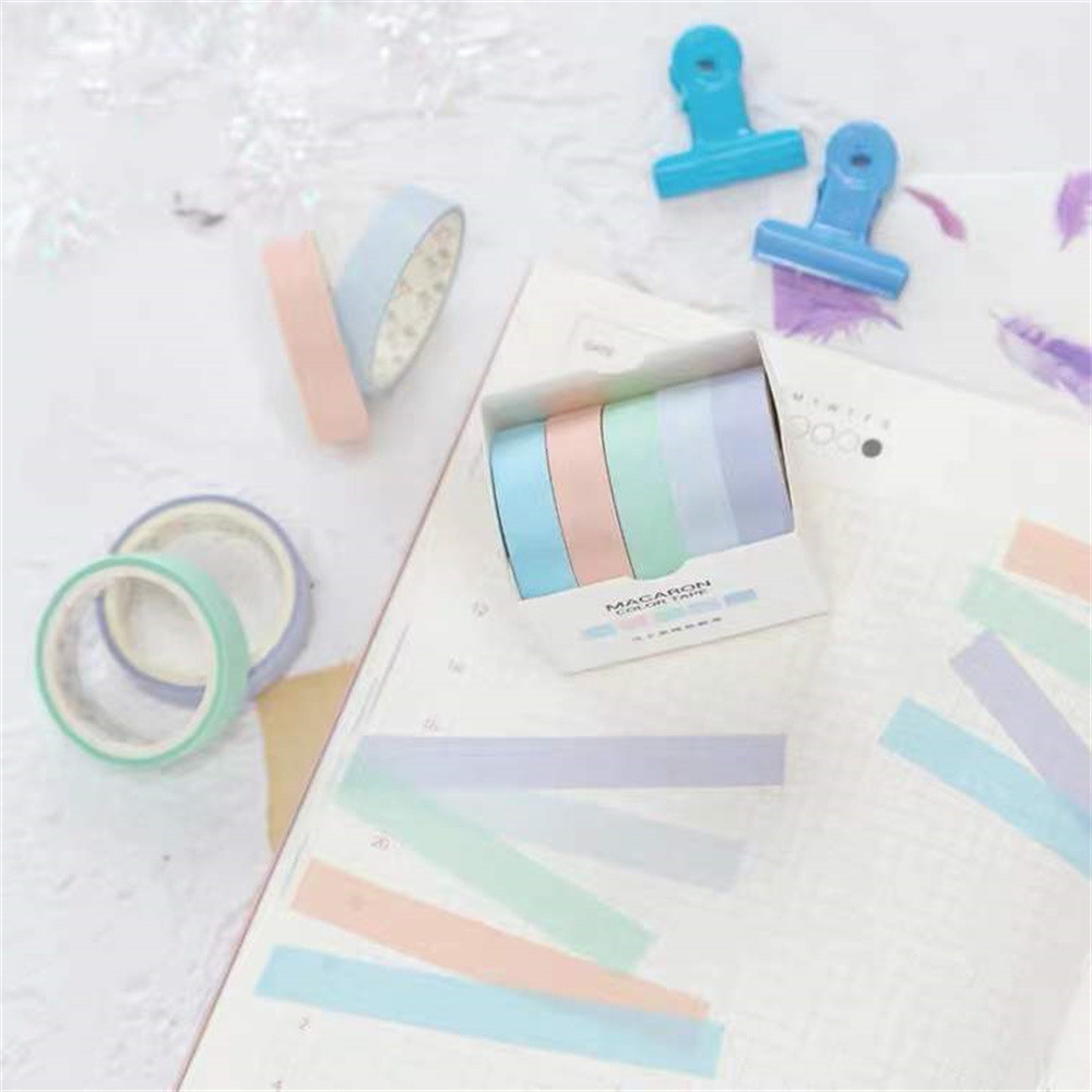 5 PCS/Box Solid Color Washi Tape Set - Image 4