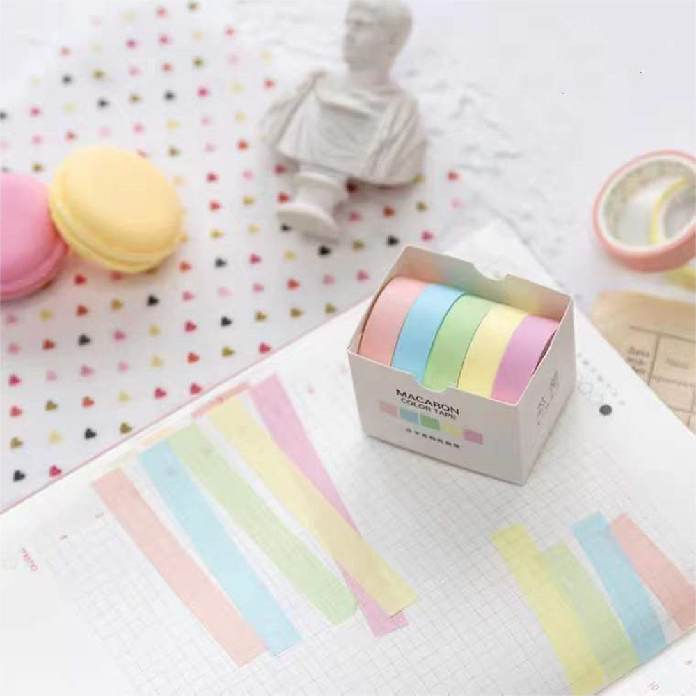 5 PCS/Box Solid Color Washi Tape Set - Image 5