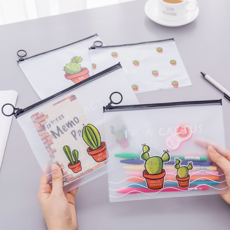 Kawaii Cactus Transparent Pencil Case For Kids