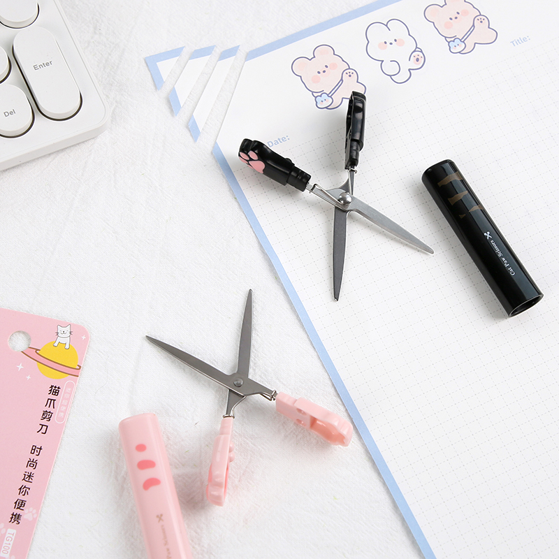 Cute Kawaii Cat's Paw Stationery Scissors Springback - Image 2