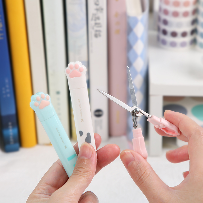 Cute Kawaii Cat's Paw Stationery Scissors Springback - Image 4