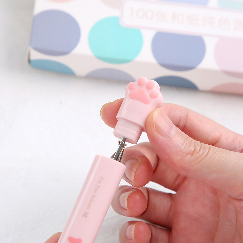 Cute Kawaii Cat's Paw Stationery Scissors Springback - Image 5