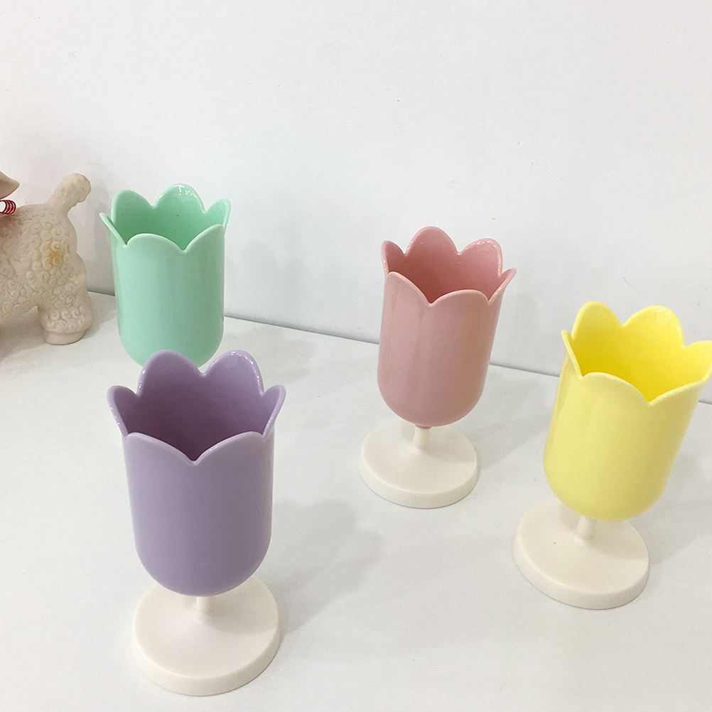 Kawaii Plastic Tulip Pen Holder, Yellow - Image 3