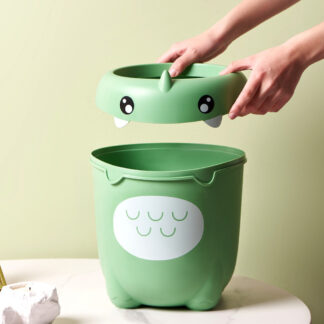 Trash Bin Plastic Cartoon Rubbish Bin, Green