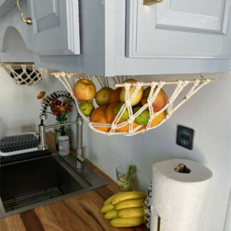 Cotton Rope Fruit Hanging Basket Storage Mesh Bag For Kitchen