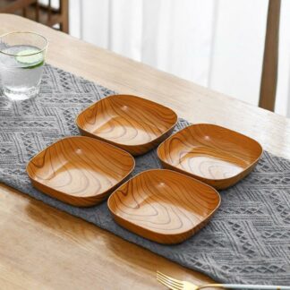 Kitchen Square Storage Tray Wood Grain