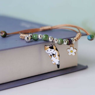 Cute Cartoon Animal Cat Flower Bracelet