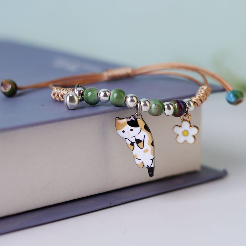 Cute Cartoon Animal Cat Flower Bracelet