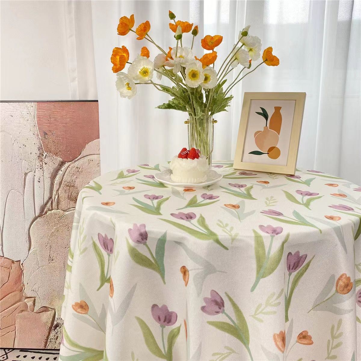Tulip Floral Tablecloth Props Accessories