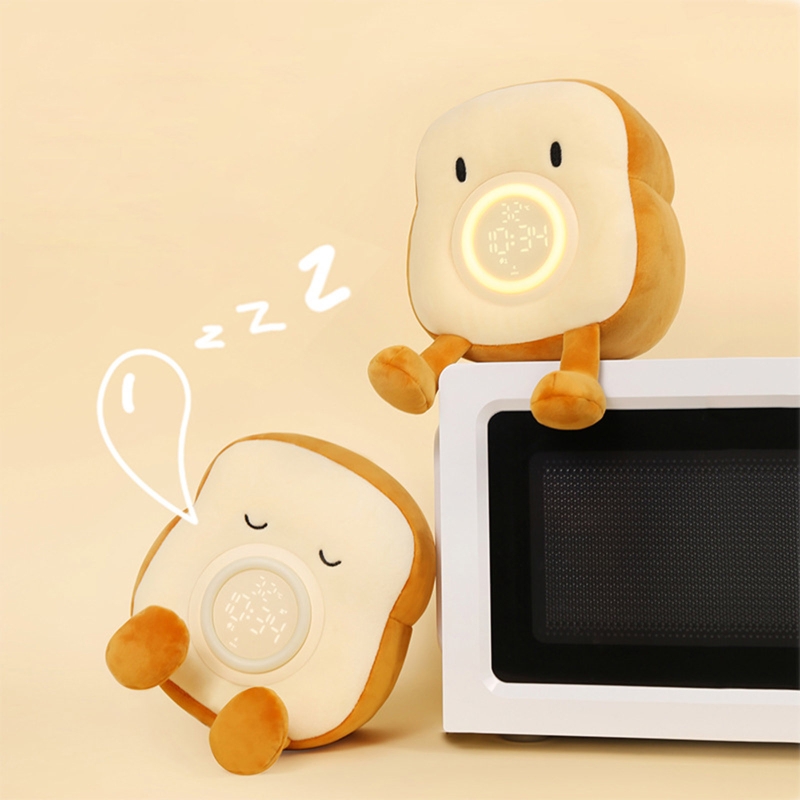 LED Plush Toast Digital Electronic Alarm Clock Table Decoration - Image 2