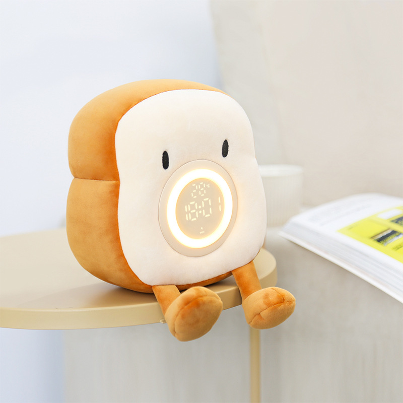 LED Plush Toast Digital Electronic Alarm Clock Table Decoration - Image 4