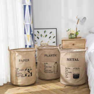 3PCS Large Capacity Linen Waterproof Laundry Basket