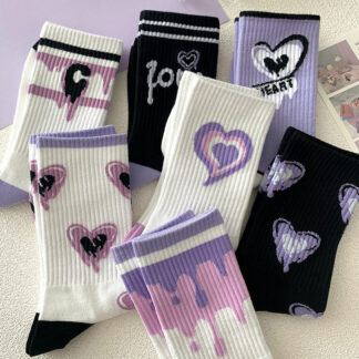 Love Cotton Socks Korean Embroidery Socks